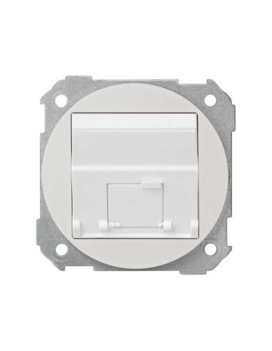 Placa de voz y datos plana con guardapolvo para 1 conector RJ45 AMP® blanco Simon 88 SIMON 88081-30 (EMBALAJE DE 10 UNIDADES)