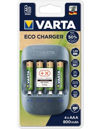 CARGADOR VARTA ECO + 4AAA RECYCLED 800MAH INCLUIDAS VARTA 57680101421