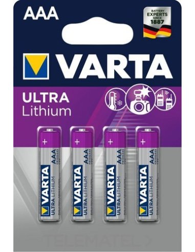 PILA DE LITIO CILÍNDRICA AAA VARTA ULTRA LITHIUM (BLÍSTER 4U) VARTA 6103301404