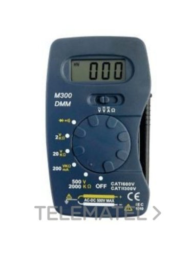 MULTÍMETRO DIGITAL M300 1999 CUENTAS 500VAC/DC 200MADC BUZZER TIPO CARTERITA KAISE M300