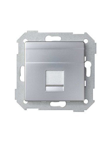 Placa de voz y datos plana con guardapolvo para 1 conector RJ45 AMP® aluminio Simon 82 SIMON 82005-33