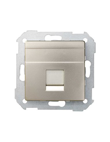 Placa de voz y datos plana con guardapolvo para 1 conector RJ45 AMP® cava Simon 82 SIMON 82005-34