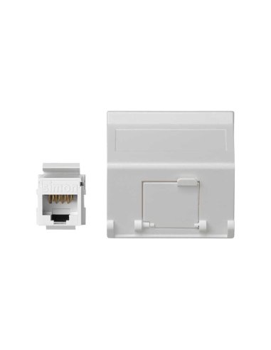 Placa de voz y datos inclinada con guardapolvo de 1 elemento y 1 conector RJ45 de categoría 6 UTP bl CON_CON K8096U/9