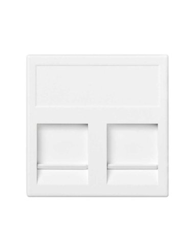 Placa de voz y datos plana con guardapolvo de 1 elemento para 2 conectores RJ45 de Nexans® blanco Si CON_CON KB85/9