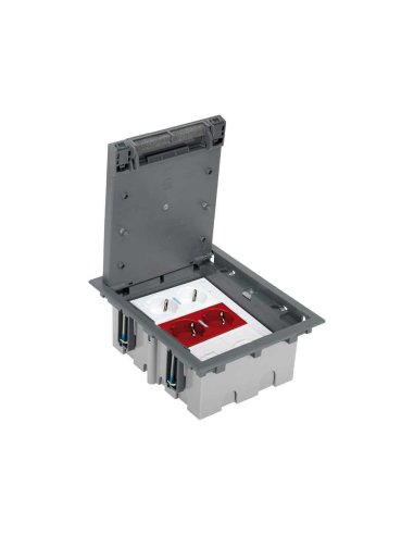 Kit caja de suelo regulable para suelo técnico 6 elementos con enchufe doble