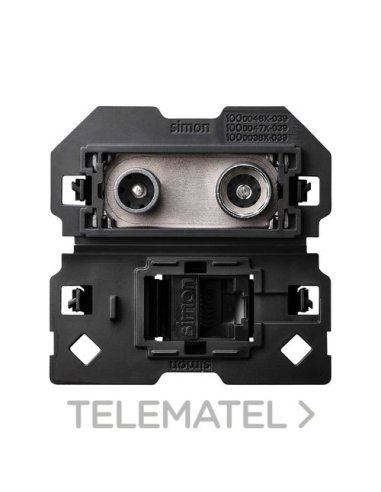 Toma de señal modular R-TV+SAT única y de voz y datos RJ45 categoría 6 UTP Simon 100 SIMON 10000470-039