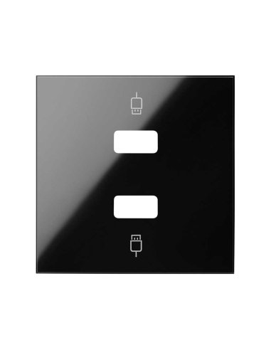 Tapa para 2 conectores USB negro brillante Simon 100 SIMON 10001090-138