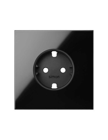 Kit front para 1 elemento con 1 base de enchufe schuko negro brillante Simon 100 SIMON 10020105-138