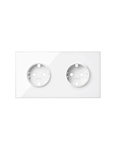 Kit front para 2 elementos con 2 bases enchufe schuko blanco brillante Simon 100 SIMON 10020202-130