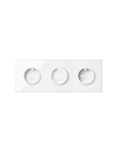 Kit front para 3 elementos con 3 bases de enchufe schuko blanco brillante Simon 100 SIMON 10020302-130