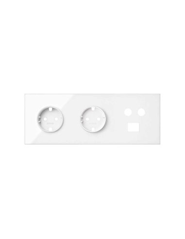 Kit front para 3 elementos con 2 bases de enchufe schuko y 1 toma R-TV+SAT única con 1 conector RJ45 SIMON 10020303-130