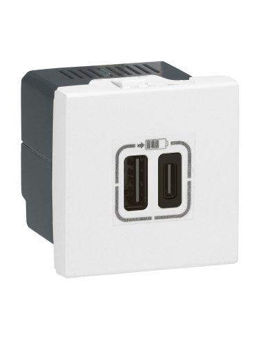 Base cargador USB 2 módulos dos puertos tipo A+C - 3A - 15W - Blanco LEGRAND 077592