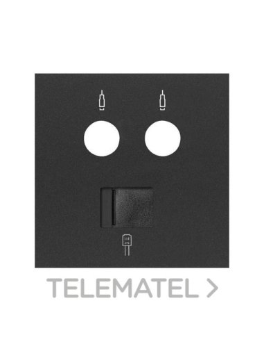 Tapa para tomas inductivas de R-TV+SAT y de voz y datos RJ45 negro mate Simon 100 SIMON 10000072-238