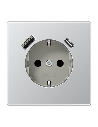 Enchufe con USB-AC LS aluminio JUNG AL1520-15CA