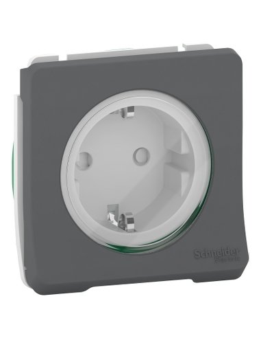 Mureva Styl Base Schuko Estanco para  instalacion de superficie o empotrar Gris SCHNEIDER ELECTRIC MUR36135