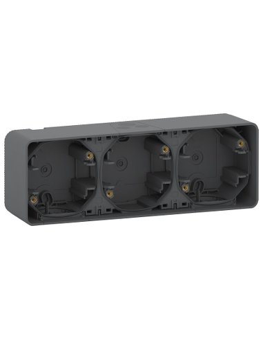 Mureva Styl Caja triple superficie horiz. IP55 Gris SCHNEIDER ELECTRIC MUR37713