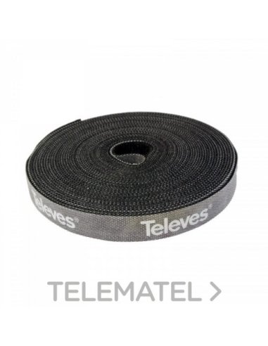 Cinta de velcro negra para cables 8m ancho 15mm - A004563893 TELEVES 200101