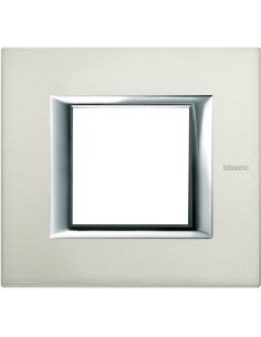 Placa embellecedora recta Axolute de color Aluminio satinado - 2 módulos - A000614791 BTICINO HA4802XC