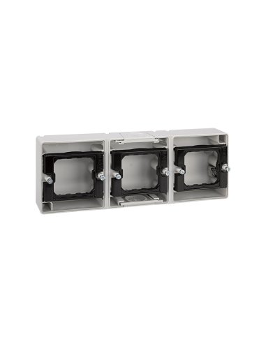 Caja de superficie estanca para 3 elementos horizontal gris Simon Aqua - A000038054 SIMON 4400765-035