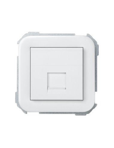 Placa de voz y datos plana con guardapolvo para 1 conector RJ45 AMP® blanco Simon 31 - A000608099 SIMON 31085-60