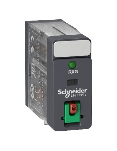 Relé 2 C/O 5A + botón test + LED 24V AC SCHNEIDER ELECTRIC RXG22B7 (EMBALAJE DE 10 UNIDADES)