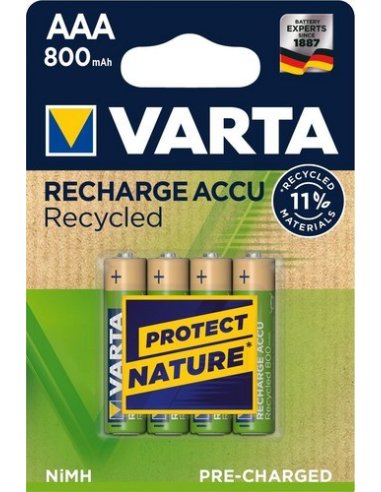 ACUMULADOR DE CONSUMO BLX4 AAA 800MAH VARTA RECYCLED RECARGABLE - A002950816 VARTA 56813101404 (EMBALAJE DE 10 UNIDADES)