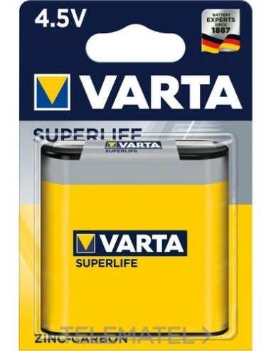 PILA SALINA VARTA SUPERLIFE 3R12 (BLÍSTER 1U) - A002951371 VARTA 2012101411 (EMBALAJE DE 10 UNIDADES)