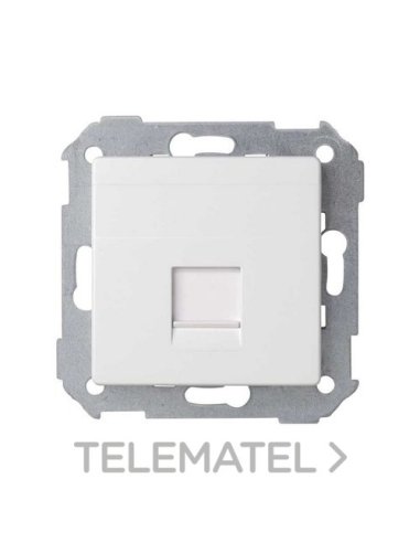 Placa de voz y datos plana con guardapolvo para conector RJ45 blanco mate Simon 82 Conc - A003870560 SIMON 8200005-090