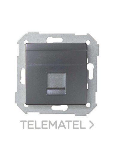 Placa de voz y datos plana con guardapolvo para conector RJ45 titanio Simon 82 Concept - A003870561 SIMON 8200005-096