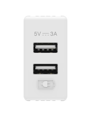 CARGADOR USB - A+A TIPO - 3A - BLANCO - SYSTEM - A005495441 GEWISS GW20362 (EMBALAJE DE 24 UNIDADES)