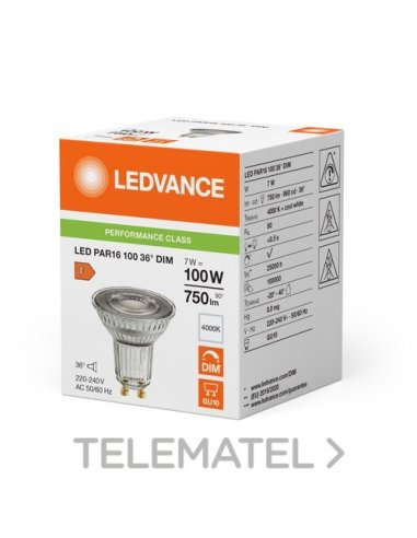 Lámpara LED PAR16 100 36° DIM P 7W 840 GU10 LED_LED 4099854234965 (EMBALAJE DE 10 UNIDADES)