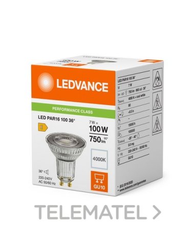 Lámpara LED PAR16 100 36° P 7W 840 GU10 LED_LED 4099854235023 (EMBALAJE DE 10 UNIDADES)