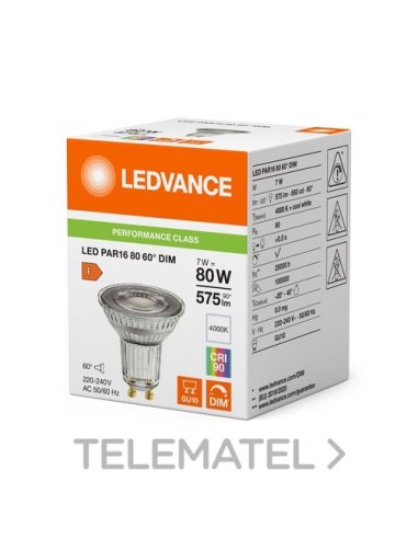 Lámpara LED PAR16 80 60° DIM P 7W 940 GU10 LED_LED 4099854241857 (EMBALAJE DE 10 UNIDADES)