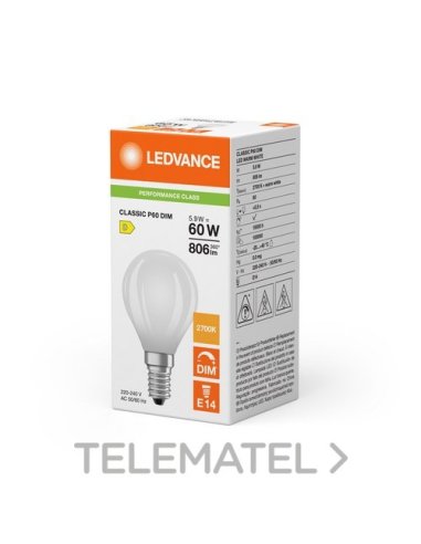 Lámpara LED Classic P 60 filamento DIM P 5.9W 827 esmerilado E14 LED_LED 4099854253409 (EMBALAJE DE 10 UNIDADES)