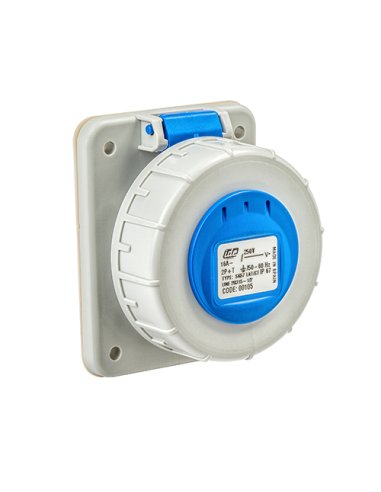 BASE EMPOTRAR TIPO SCHUKO IP67 2P+T 250V 16A AZUL BORNE CON TORNILLOS - CONTACTO LATERA - A000188756 IDE 00105