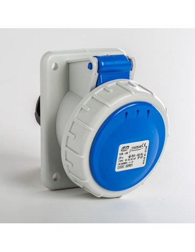 BASE EMPOTRAR INCLINADA IP66-IP67 2P+T 200/250V 16A 6H - A000188929 IDE 02801 (EMBALAJE DE 8 UNIDADES)