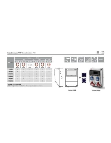 Caja 2 toma 32A 2P+TT lateral 16A 250V-2 toma 3P+N+T - A000496680 FAMATEL 3958.6