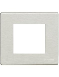 Placa embellecedora Magic de color aluminio natural de 2 módulos - A000613887 BTICINO 500/2A/AL