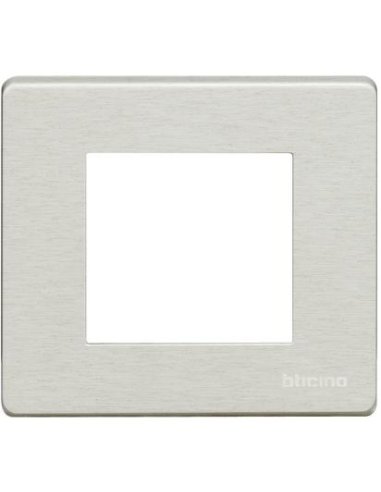 Placa embellecedora Magic de color aluminio natural de 2 módulos - A000613887 BTICINO 500/2A/AL