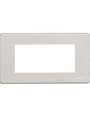 Placa embellecedora Magic de color aluminio natural de 4 módulos - A000613972 BTICINO 504/4A/AL