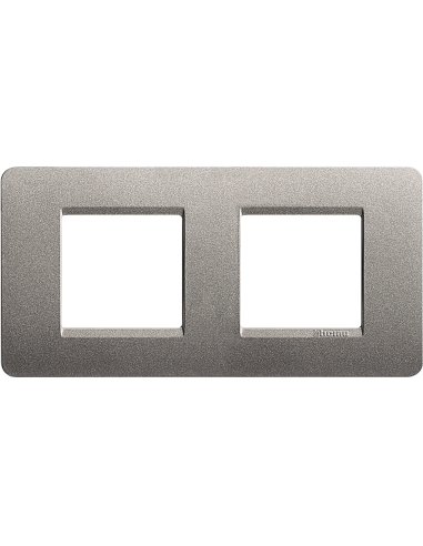 Placa embellecedora Màtix de color Titanio - 2 x 2 módulos - A000614238 BTICINO AM4802/2TA (EMBALAJE DE 10 UNIDADES)