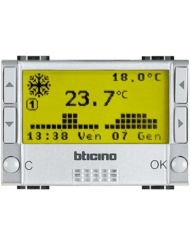 Termostato electrónico programable con 6 programas Livinglight - 2 módulos - Tech - A000616624 BTICINO NT4451