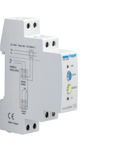 Relé diferencial 30mA FIJA con 1 módulo carril DIN - A000805694 HAGER HR500