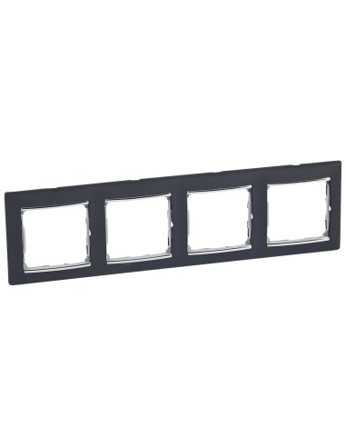 Placa embellecedora Valena de 4 elementos de color negro y plata para montaje horizonta - A000830622 LEGRAND 770394