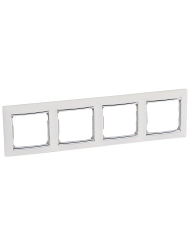 Placa embellecedora Valena de 4 elementos de color blanco y plata para montaje horizont - A000830629 LEGRAND 770494