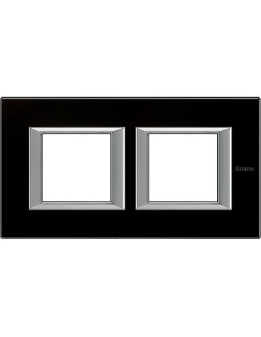 Placa embellecedora recta Axolute de color Cristal Noche - 2 x 2 módulos - entreeje 71  - A000830654 BTICINO HA4802M2HVNN