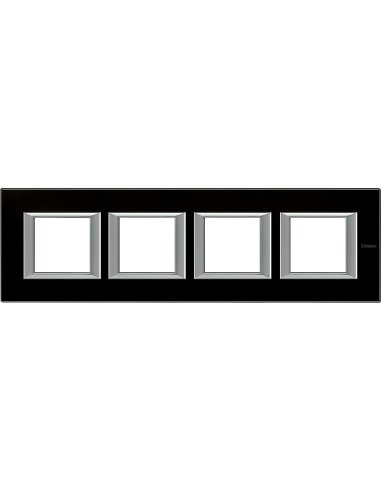 Placa embellecedora recta Axolute de color Cristal Noche - 2 x 4 módulos - entreeje 71  - A000830694 BTICINO HA4802M4HVNN