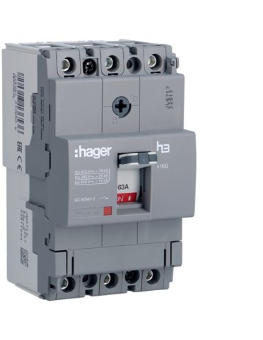 Interruptor automático X160 3P3D 18kA 63A TM fijo - A000830740 HAGER HDA063L