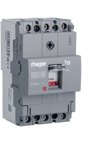 Interruptor automático X160 3P3D 18kA 100A TM fijo - A000830744 HAGER HDA100L