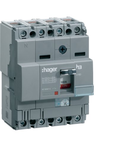 Interruptor automático X160 4P4D 25kA 160A TM regulable fijo - A000830783 HAGER HHA161H